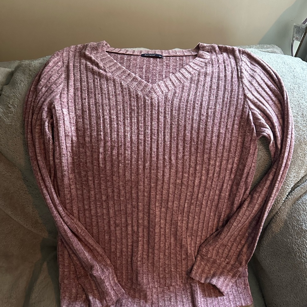 Viral TikTok Sweater‼️ Super Soft ‼️ Cozy Ribbed V-Neck Sweater in Dusty Rose